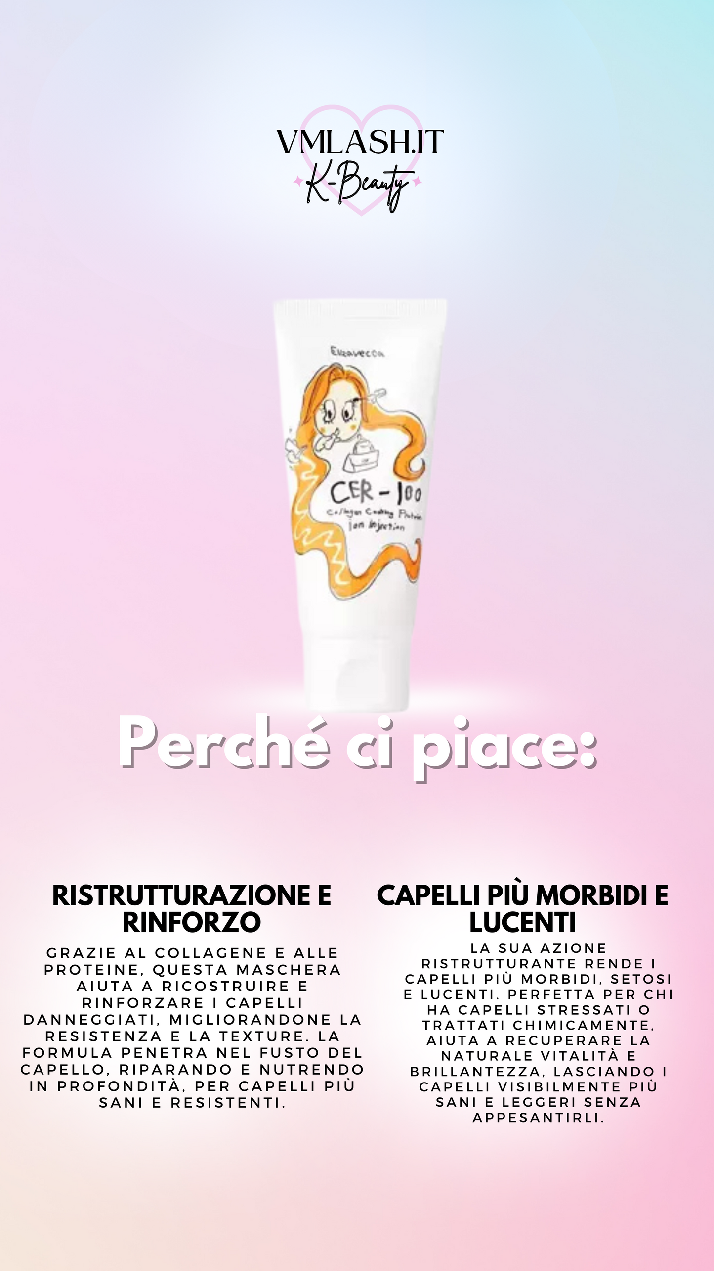 Elizavecca - CER-100 Collagen Coating Protein Ion Injection - Maschera per capelli rigenerante con collagene e proteine - 50 ml