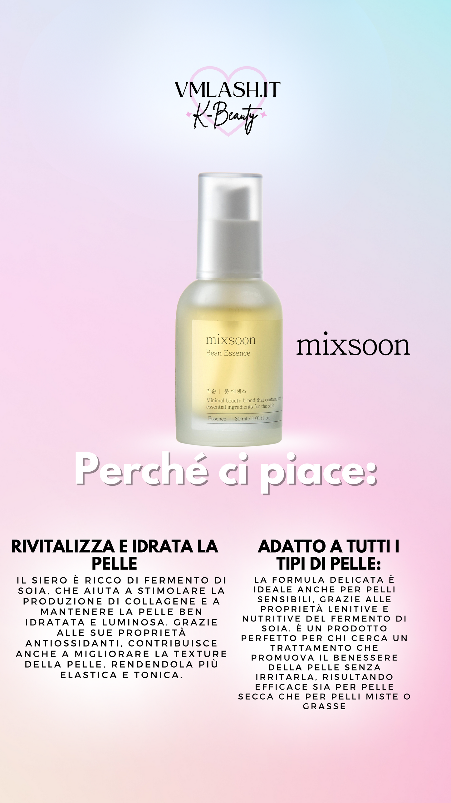 Mixsoon - Bean Essence - Siero con fermento di soia - 30 ml