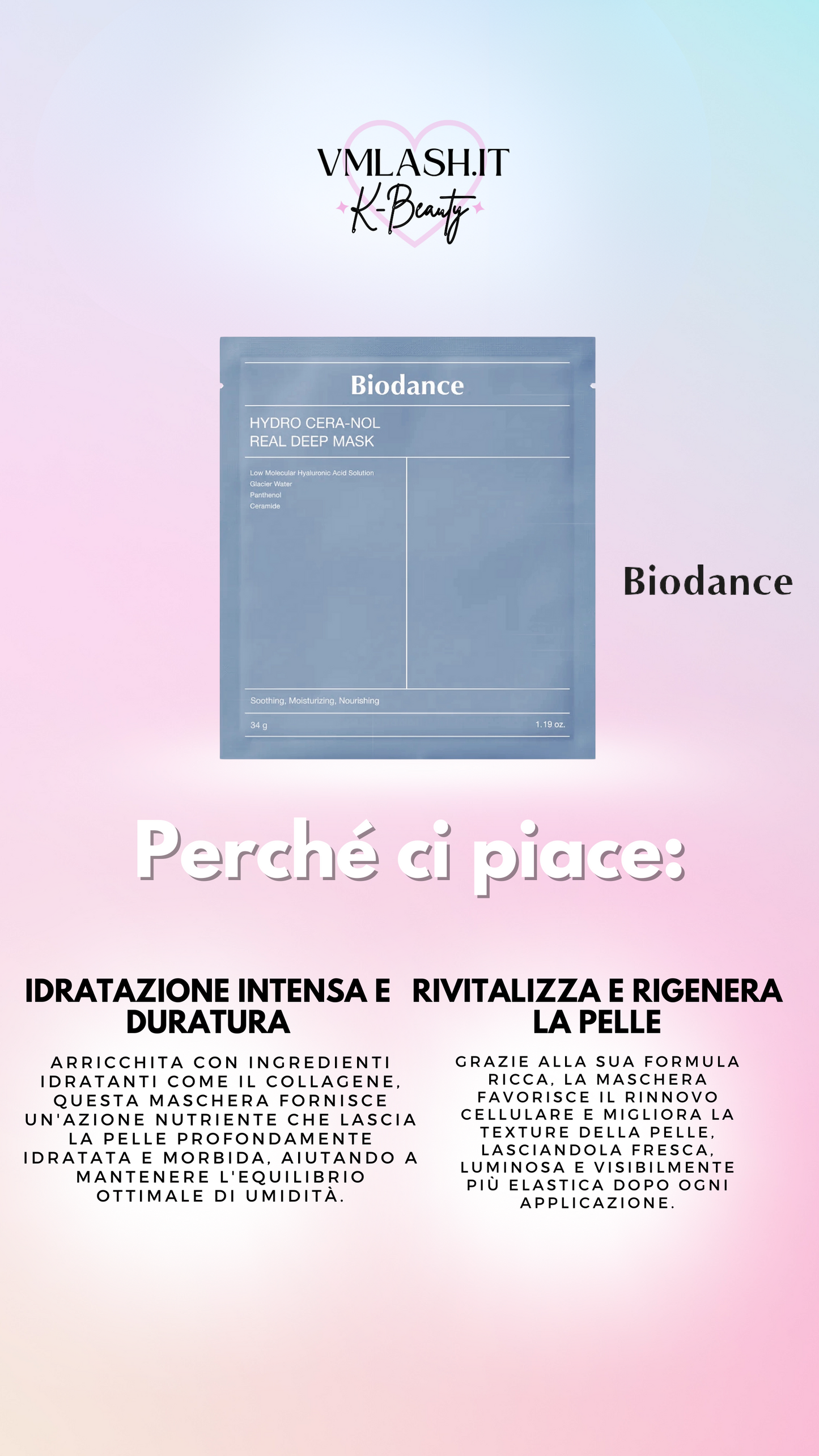 Biodance - Hydro Cera-nol Real Deep Mask - Maschera viso idratante al collagene - 1 pz/34 g