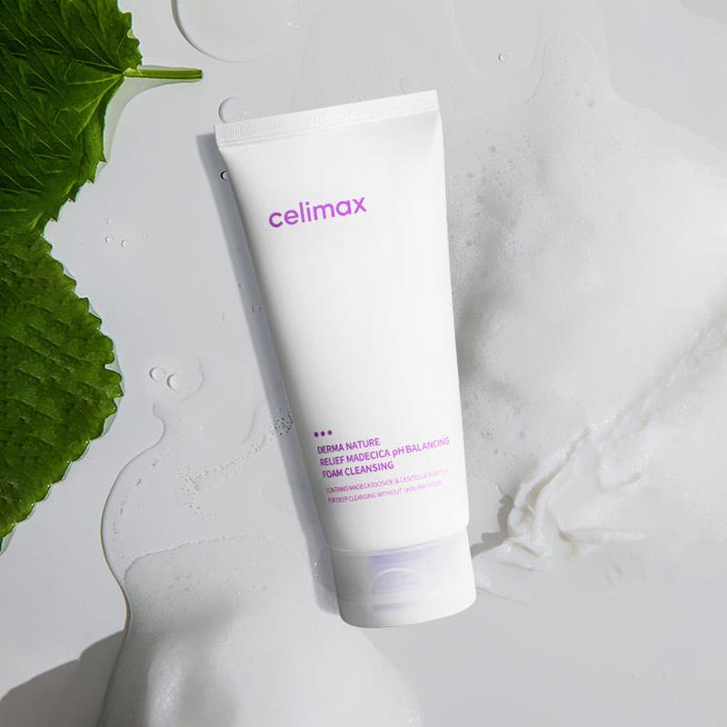 Celimax - Derma Nature Relief Madecicia pH Balancing Foam Cleansing - effetti antibatterici e antimicotici, regola le ghiandole sebacee - 150 m