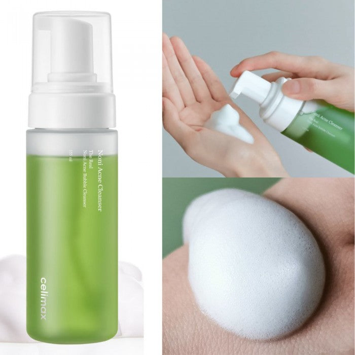 Celimax - The Real Noni Acne Bubble Cleanser - Schiuma detergente per il viso riduttrice del sebo in eccesso - 155 ml