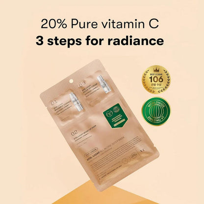 VT Cosmetics - Vita-Light All In One 3Step Mask - Maschera viso illuminante in un foglio - 1,5 g + 1,5 g + 25 g