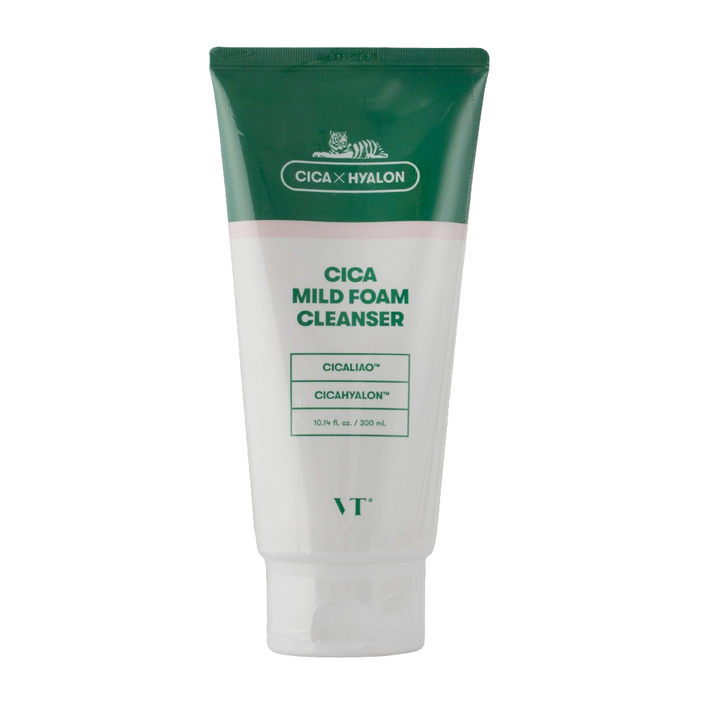 VT Cosmetics - Cica Mild Foam Cleanser - Schiuma detergente viso con centella asiatica antinfiammatorio, antimicrobiotico e idratante - 300 ml