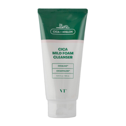 VT Cosmetics - Cica Mild Foam Cleanser - Schiuma detergente viso con centella asiatica antinfiammatorio, antimicrobiotico e idratante - 300 ml