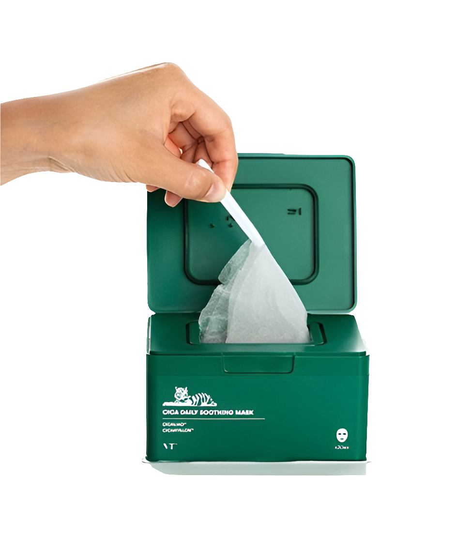 VT Cosmetics - CICA Daily Soothing Mask - Set di maschere viso lenitive in un foglio - 30 pezzi/350 g