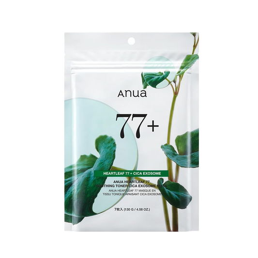 Anua - 77+ Heartleaf 77+ Cica Exosome Sheet Mask (7pcs) Lenisce intensamente la pelle irritata