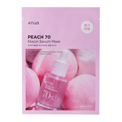 Anua - Maschera siero alla pesca con 70% di niacina - Maschera in tessuto illuminante con estratto di pesca al 70% - 1 pz/25 ml