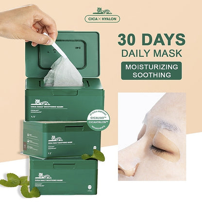 VT Cosmetics - CICA Daily Soothing Mask - Set di maschere viso lenitive in un foglio - 30 pezzi/350 g