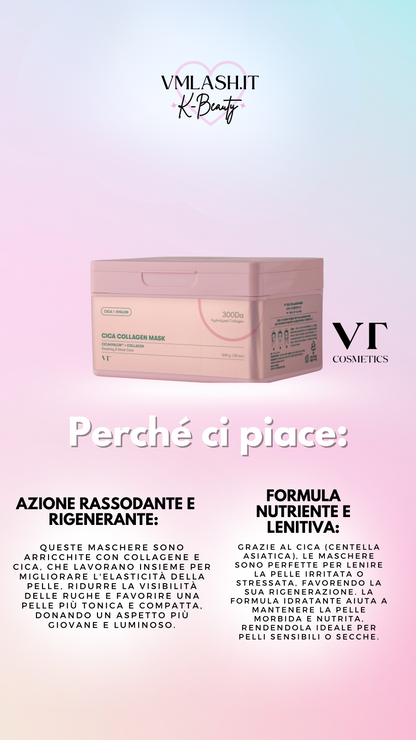 VT Cosmetics - CICA Collagen Mask - Set di maschere viso rassodanti in un foglio - 30 pezzi/320 g