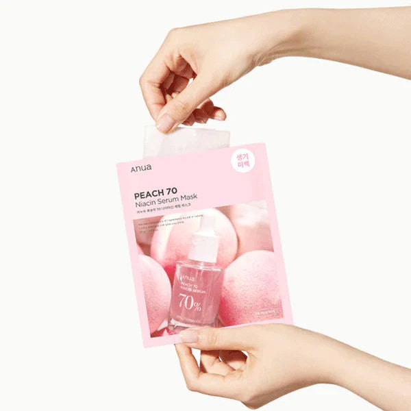 Anua - Maschera siero alla pesca con 70% di niacina - Maschera in tessuto illuminante con estratto di pesca al 70% - 1 pz/25 ml