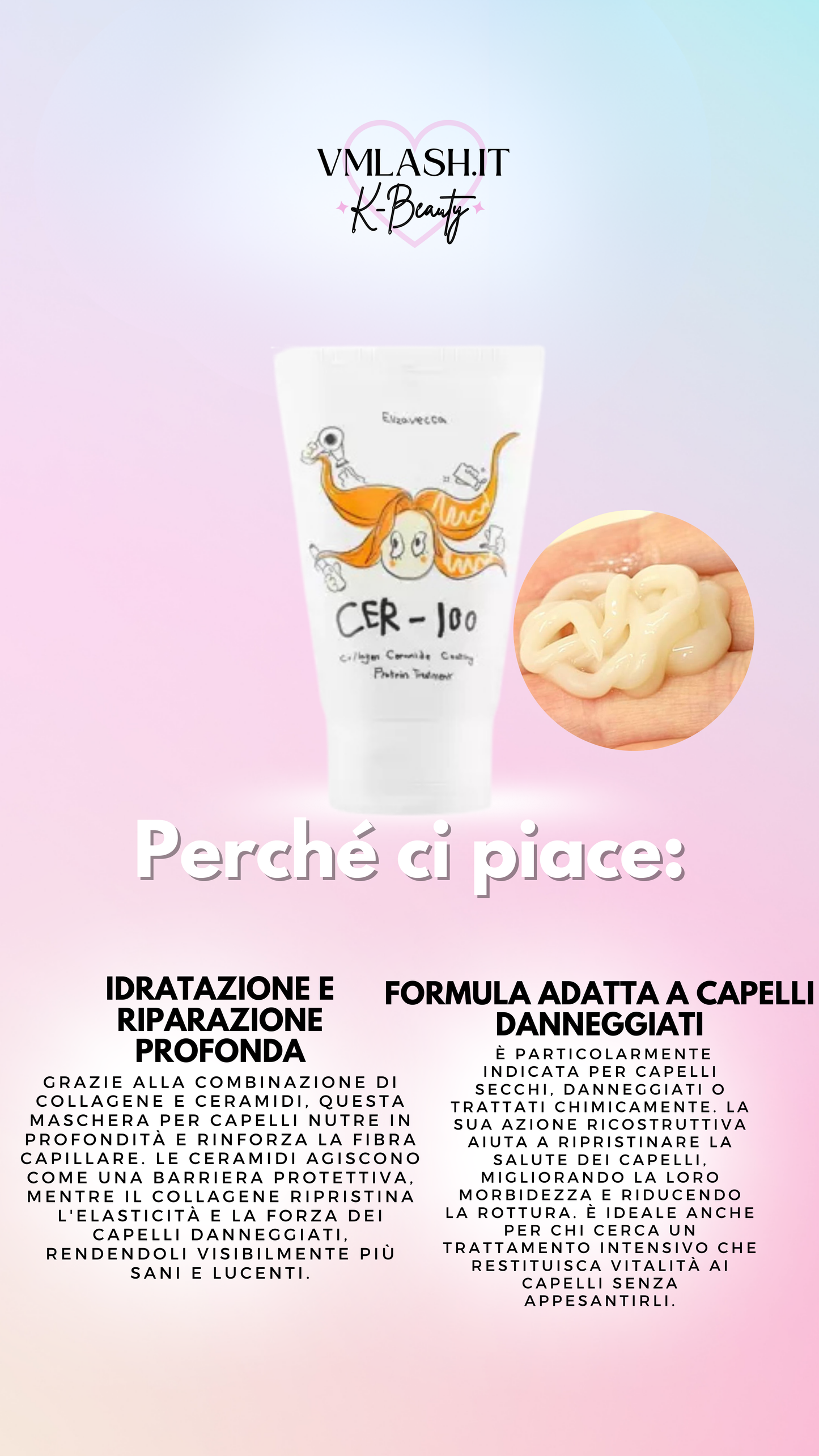 Elizavecca - Milky Piggy CER-100 Collagen Ceramide Coating Protein Hair Treatment - Maschera per capelli rigenerante con collagene e ceramidi - 100 ml