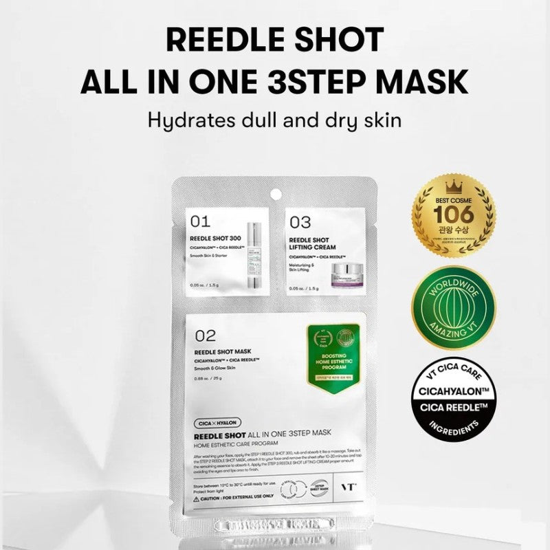 VT Cica x Hyalon Reedy Shot 300 All In One 3Step Mask - trattamento viso con effetto lifting e illuminante